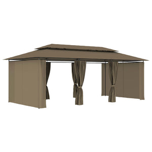Paviljong med draperier 600x298x270 cm taupe 180 g/m²