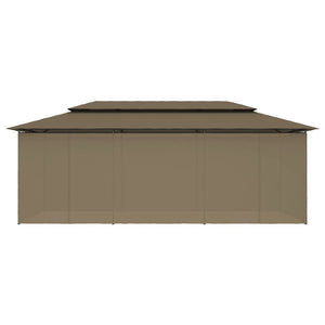 Paviljong med draperier 600x298x270 cm taupe 180 g/m²
