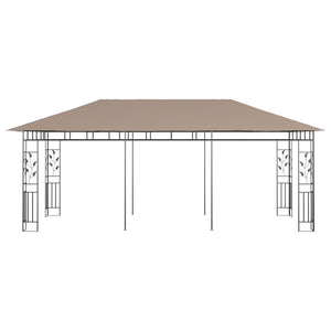 Paviljong med myggnät 6x3x2,73 m taupe 180 g/m²