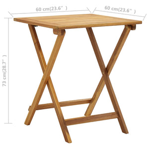 Hopfällbart caféset med dynor 3 delar massivt akaciaträ