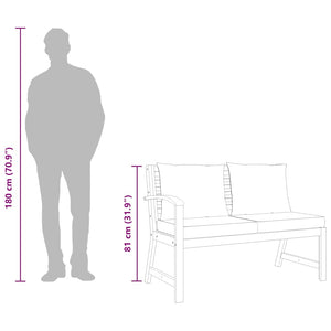 Trädgårdsbänk 114,5 cm gräddvit dyna massivt akaciaträ