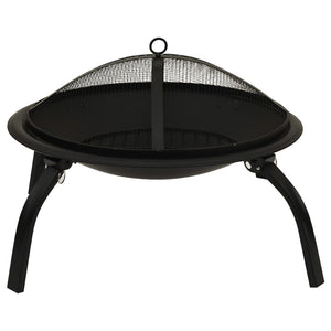 2-i-1 Eldstad med grill och eldgaffel 56x56x49 cm stål
