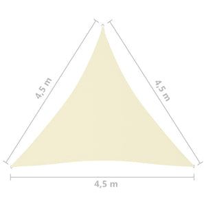 Solsegel Oxfordtyg trekantigt 4,5x4,5x4,5 m gräddvit