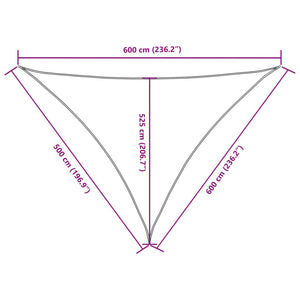 Solsegel oxfordtyg trekantigt 5x6x6 m orange