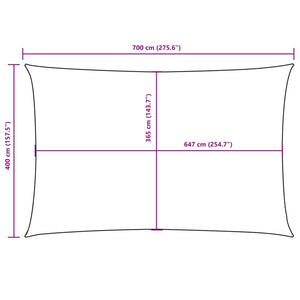 Solsegel oxfordtyg rektangulärt 4x7 m svart