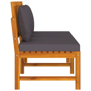 Dagbädd med gråa dynor 200x60x75 cm massivt akaciaträ