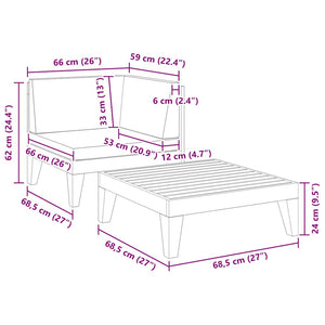 Loungegrupp för trädgården med dynor 2 delar massivt akaciaträ