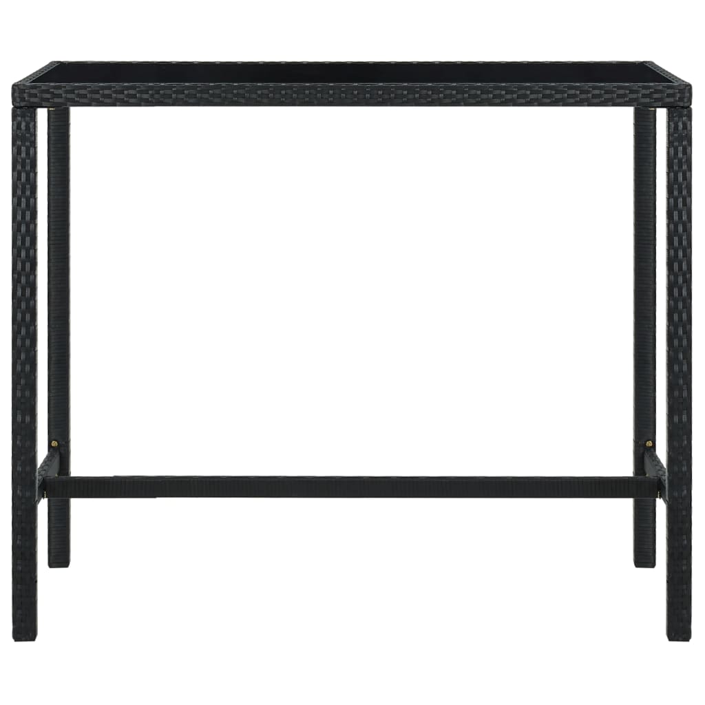 Barbord för trädgård svart 130x60x110 cm konstrotting och glas