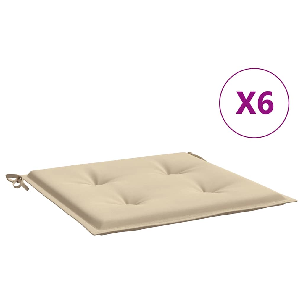 Stolsdynor 6 st beige 40x40x4 cm oxfordtyg