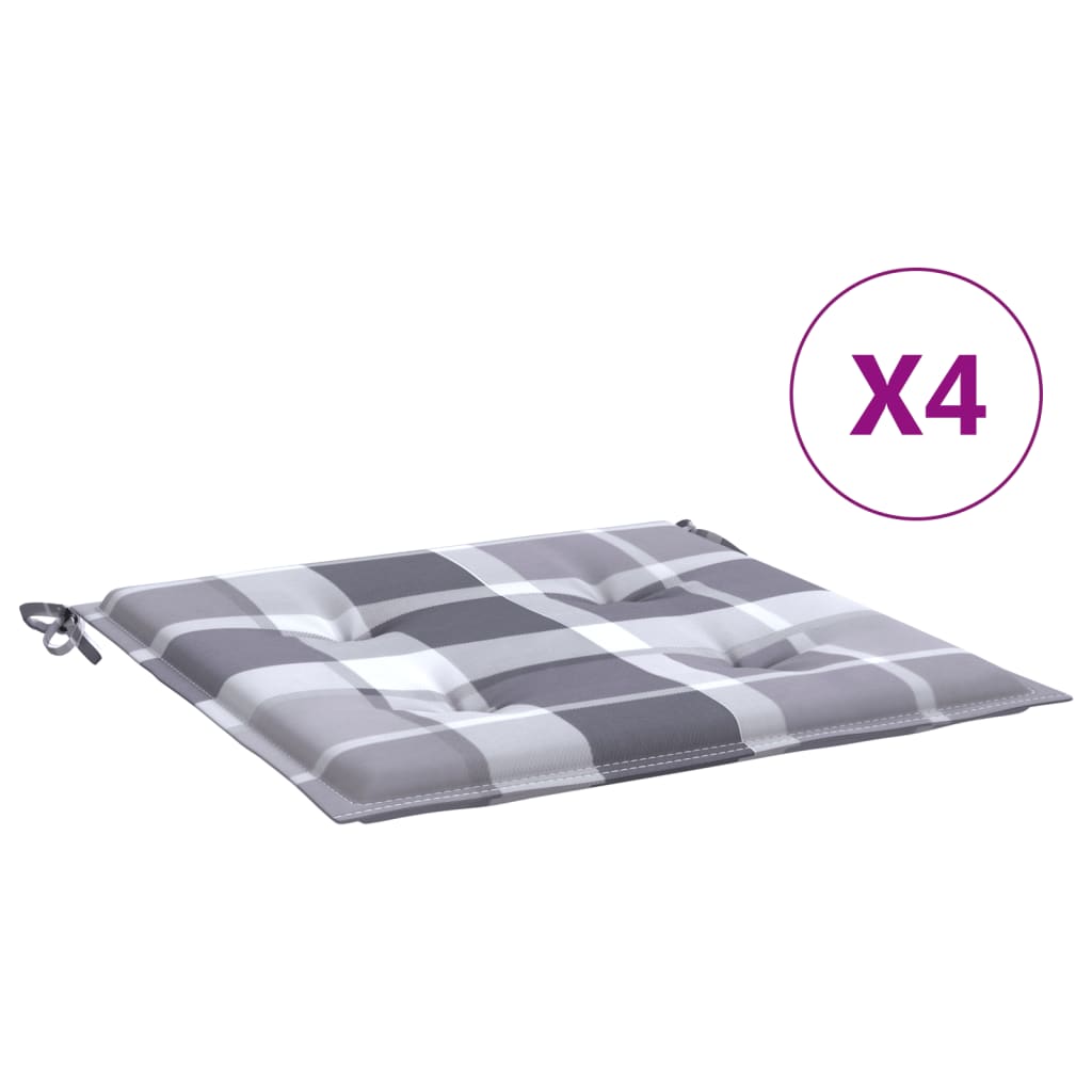 Stolsdynor 4 st grårutig 50x50x4 cm oxfordtyg