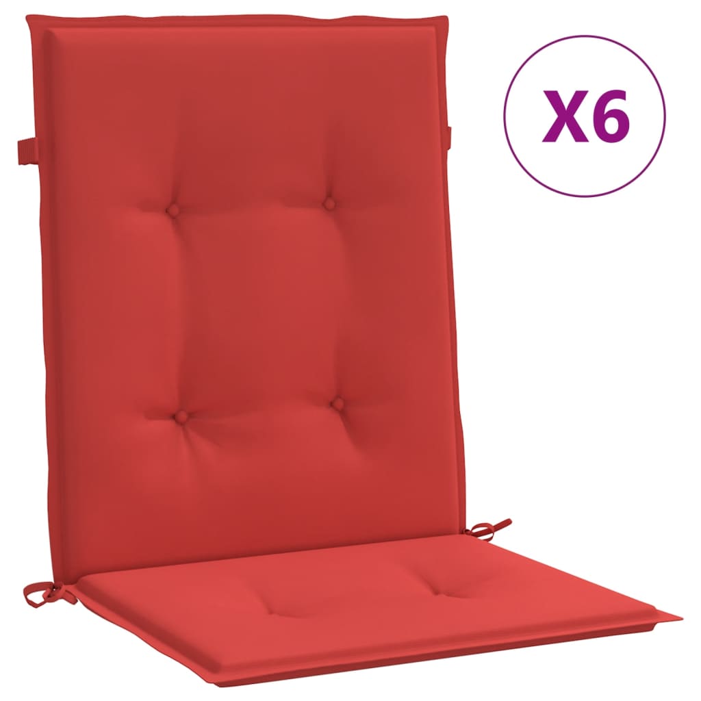 Stolsdynor 6 st röd 100x50x3 cm oxfordtyg