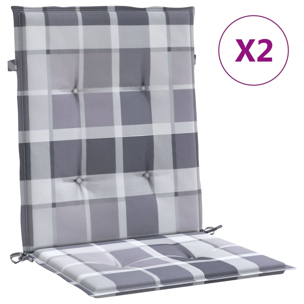 Stolsdynor 2 st grårutig 100x50x3 cm oxfordtyg
