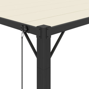Paviljong med lamelltak 3x3 m gräddvit tyg och aluminium