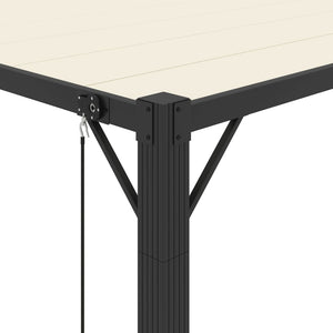 Paviljong med lamelltak 3x4 m gräddvit tyg och aluminium