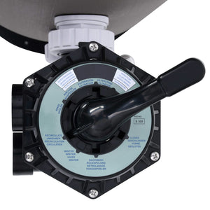 Sandfilter med sidofäste 4-vägsventil grå