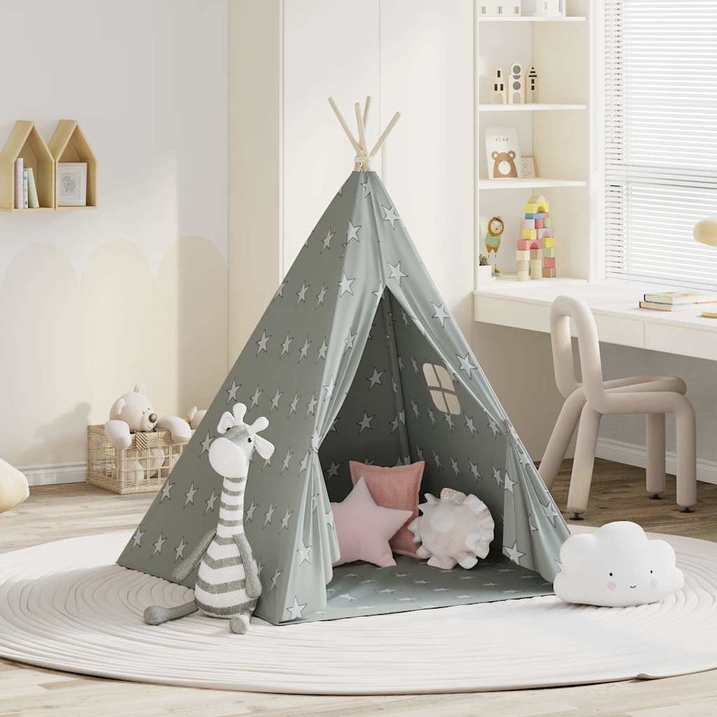 Tipitält för barn polyester med väska grå 115x115x160 cm