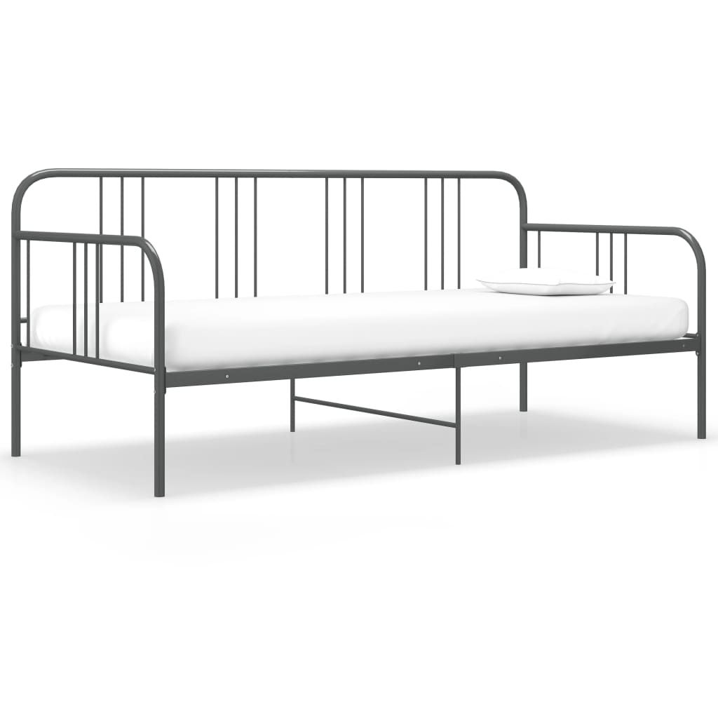 Sängram bäddsoffa grå metall 90x200 cm