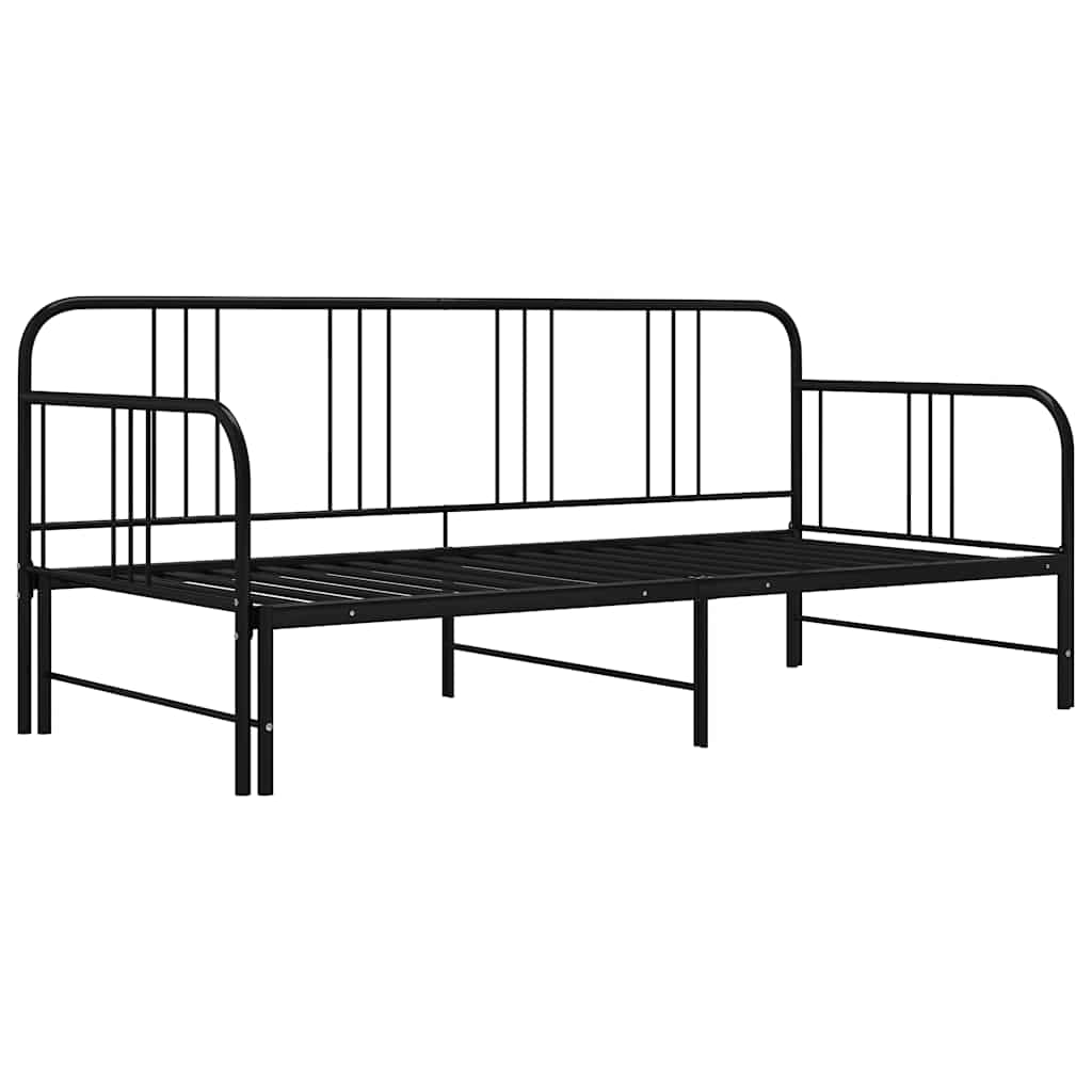 Utdragbar sängram bäddsoffa svart metall 90x200 cm