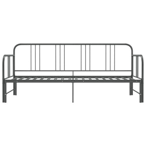 Utdragbar sängram bäddsoffa grå metall 90x200 cm