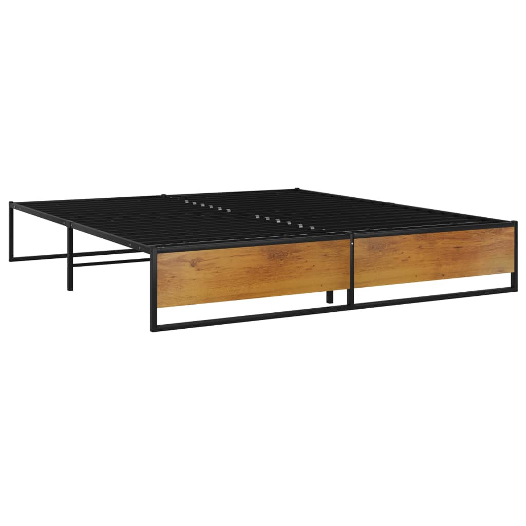 Sängram utan madrass svart metall 200x200 cm