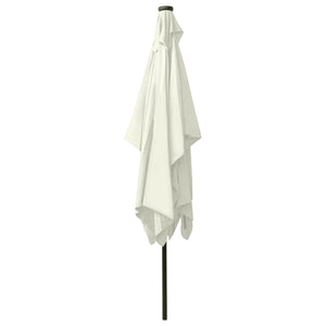 Trädgårdsparasoll med LEDs och stålstång sand 2x3 m