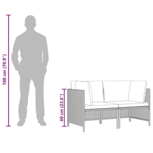 Trädgårdssoffset med dynor 2 delar konstrotting grå