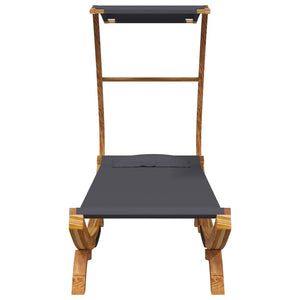 Solsäng med tak 100x190x134 cm massivt böjträ antracit