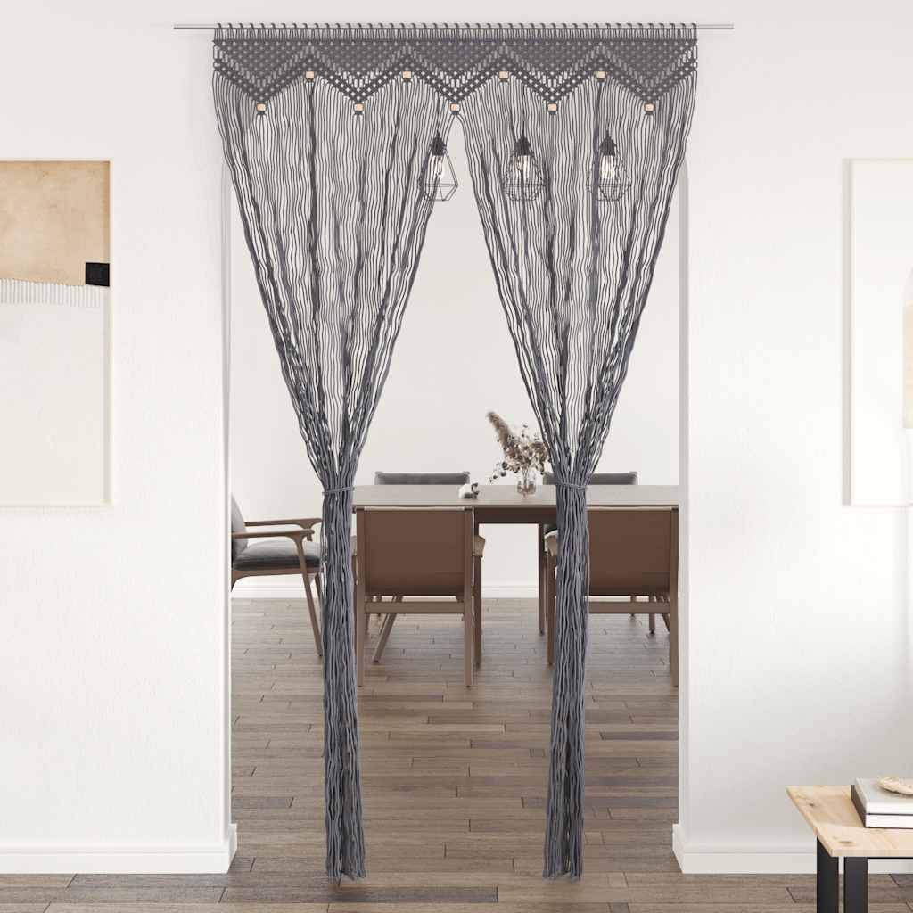 Gardin makramé antracit 140x240 cm bomull