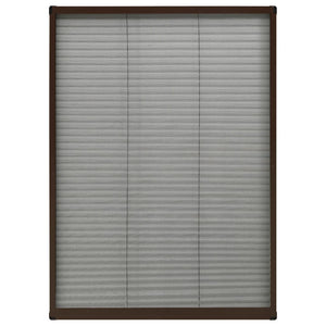 Plisserat insektsnät för fönster brun 80x120 cm aluminium