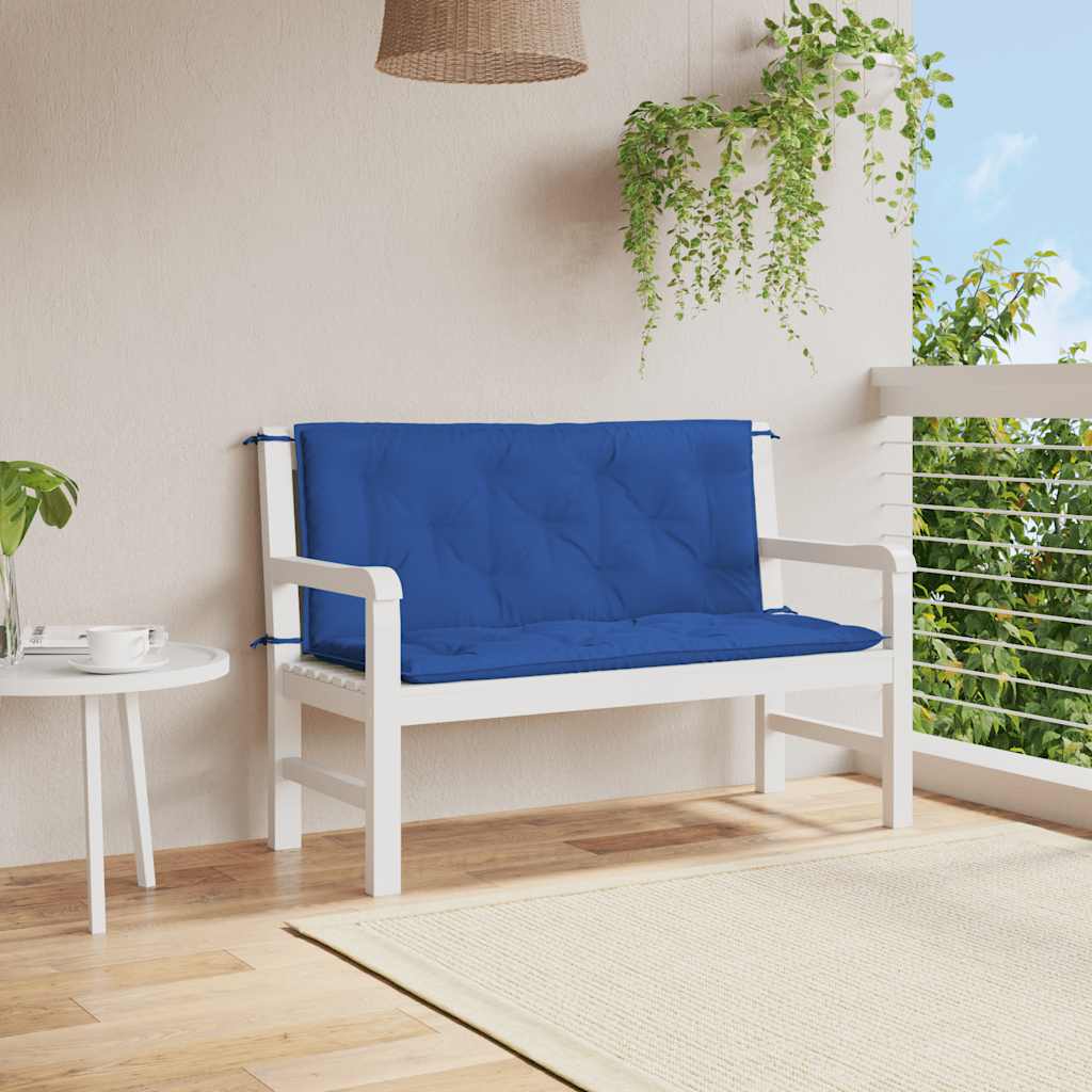 Bänkdyna för trädgården blå 120x(50+50)x7 cm oxfordtyg