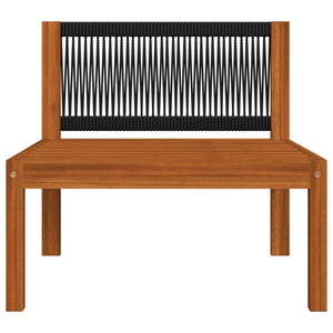 6-delad trädgårdsloungegrupp med kuddar krämfärgad trä akacia och rep