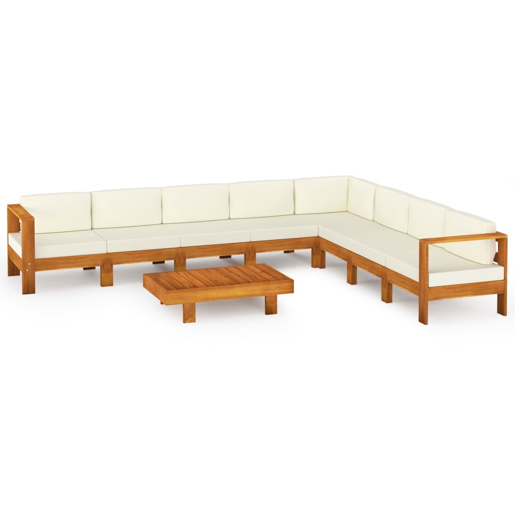 9-delad trädgårdsloungegrupp med kuddar 100x60 cm akaciaträ