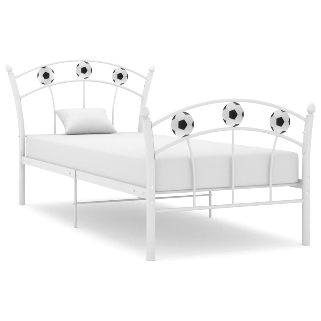 Sängram utan madrass vit metall 90x200 cm