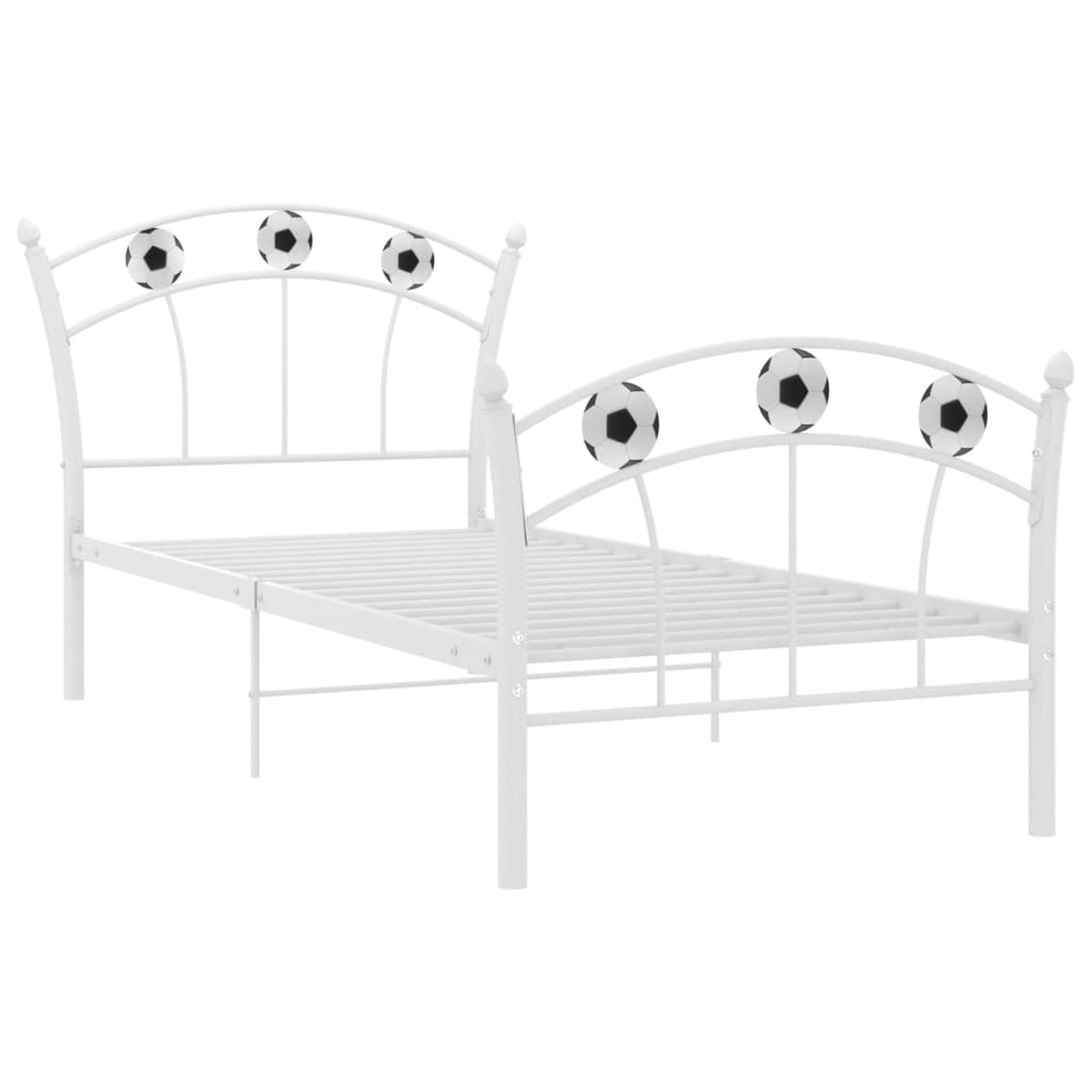 Sängram utan madrass vit metall 90x200 cm