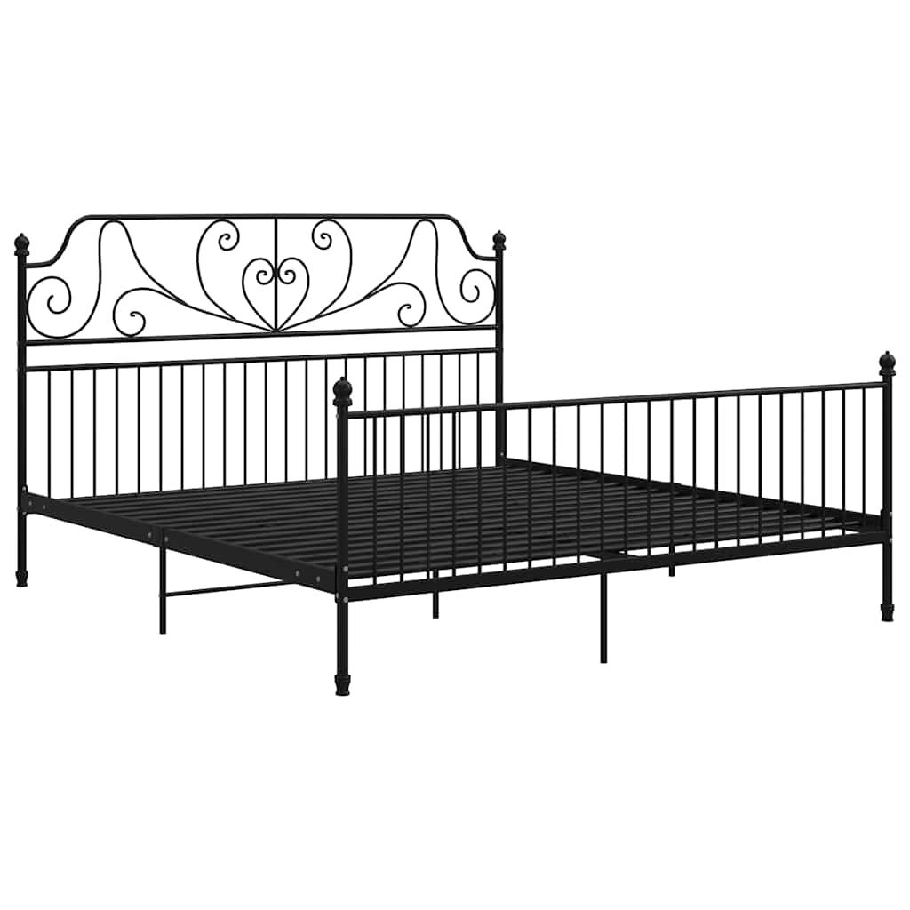 Sängram utan madrass svart metall 200x200 cm