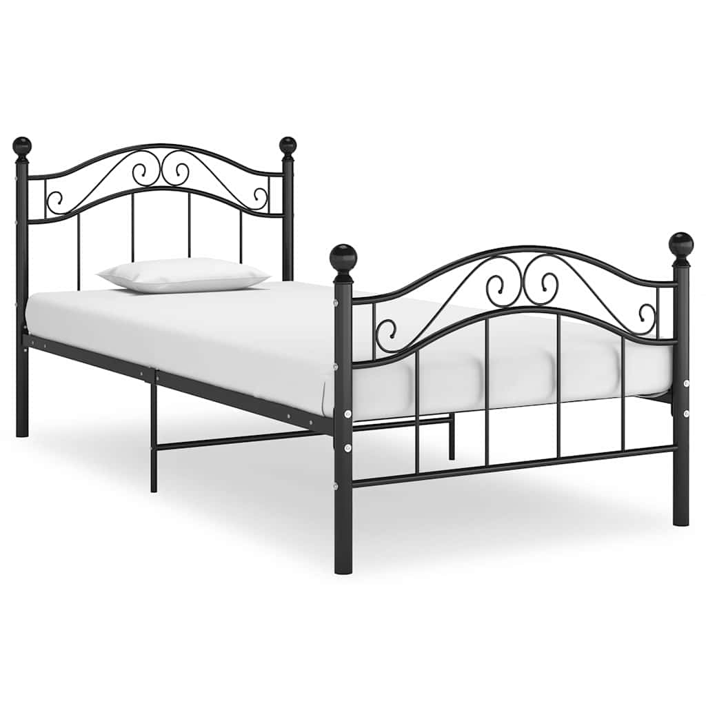 Sängram utan madrass svart metall 90x200 cm