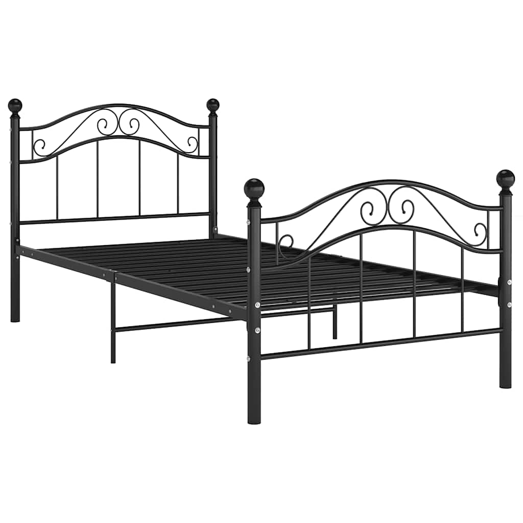 Sängram utan madrass svart metall 90x200 cm