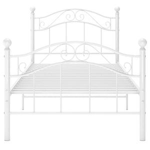 Sängram utan madrass vit metall 90x200 cm