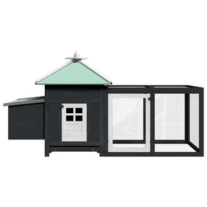 Hönsbur med värprede grå 190x72x102 cm massivt granträ