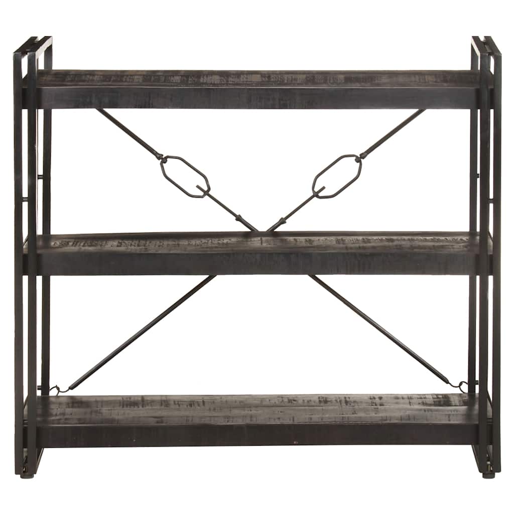 Bokhylla med 3 hyllplan 90x30x80 cm massivt mangoträ