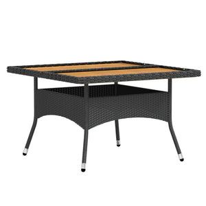 Matgrupp för trädgården 5 delar konstrotting och akaciaträ svart