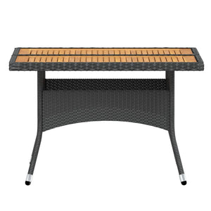 Matgrupp för trädgården 5 delar konstrotting och akaciaträ svart