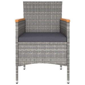 Caféset för trädgården 5 delar konstrotting och akacia grå