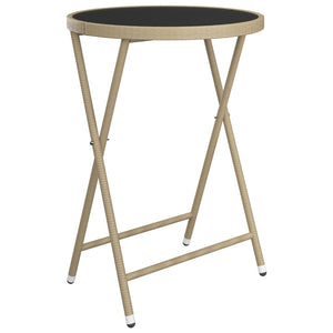 Caféset 3 delar konstrotting och härdat glas beige