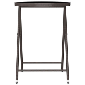 Caféset 3 delar konstrotting och härdat glas brun