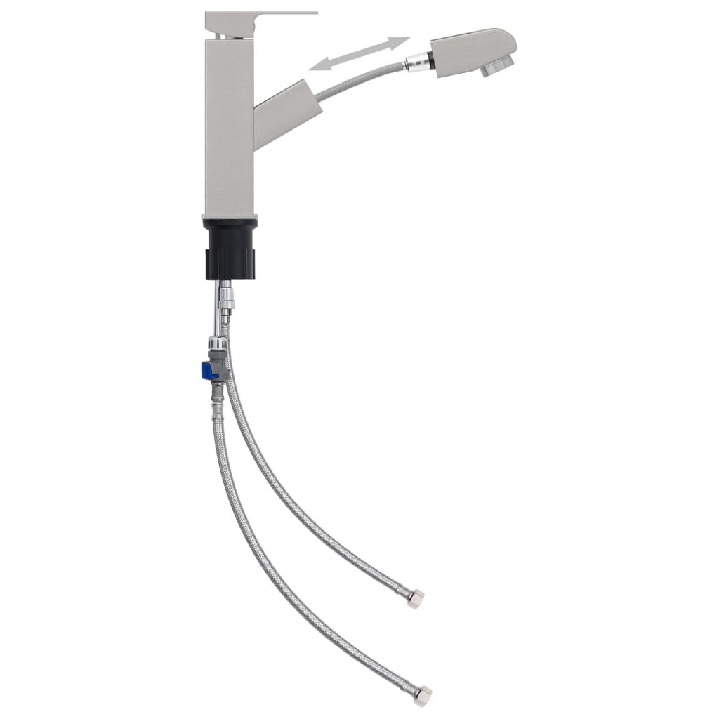 Badrumsblandare med utdragbar pip silver 157x172 mm
