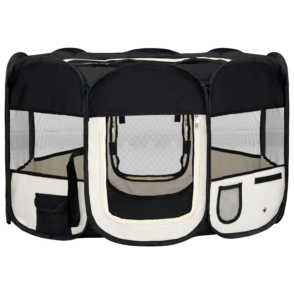 Hopfällbar hundhage med väska svart 125x125x61 cm