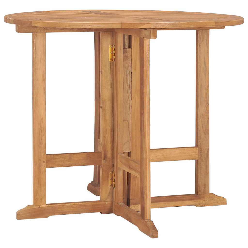 Hopfällbart trädgårdsbord Ø90x75 cm massiv teak