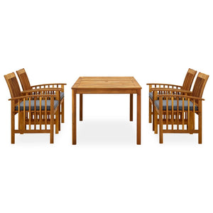 Matgrupp för trädgården med dynor 5 delar massivt akaciaträ