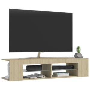 TV-bänk med LED-belysning sonoma-ek 135x39x30 cm